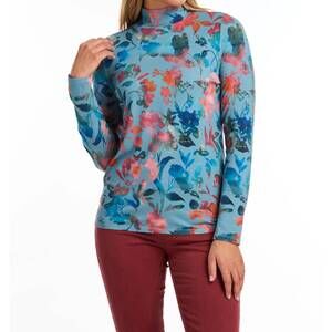 NEW FDJ mockneck long sleeve tee in magnolia print